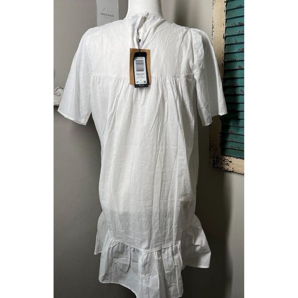 Vero Moda Organic Cotton Drop Hem Mini Dress in White Small - Picture 3 of 6